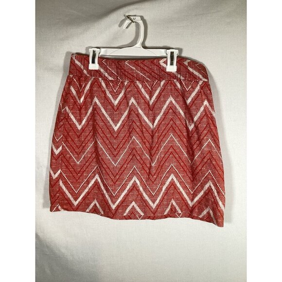 BANANA REPUBLIC Pull on Geometric Skirt Orange Size 6 Preppy Casual Linen Blend - Picture 1 of 8